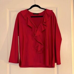 Purificación García, dark red, ruffle blouse, Size 40 (M)